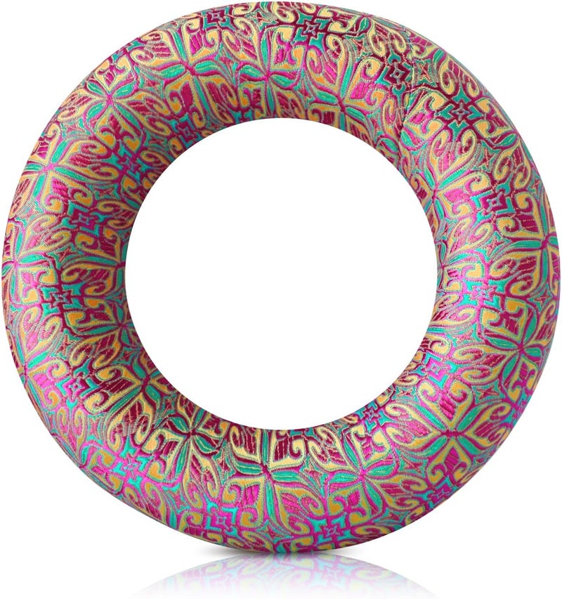 UPCEED Singing Bowl Cushion for Tibetan Singing Bowls, Handmade Silk Brocade Round Cushion Pillow for Sound Healing and Crystal Sound Bowls Accessories(YellowPurple,6.7 Inch) - Image 1